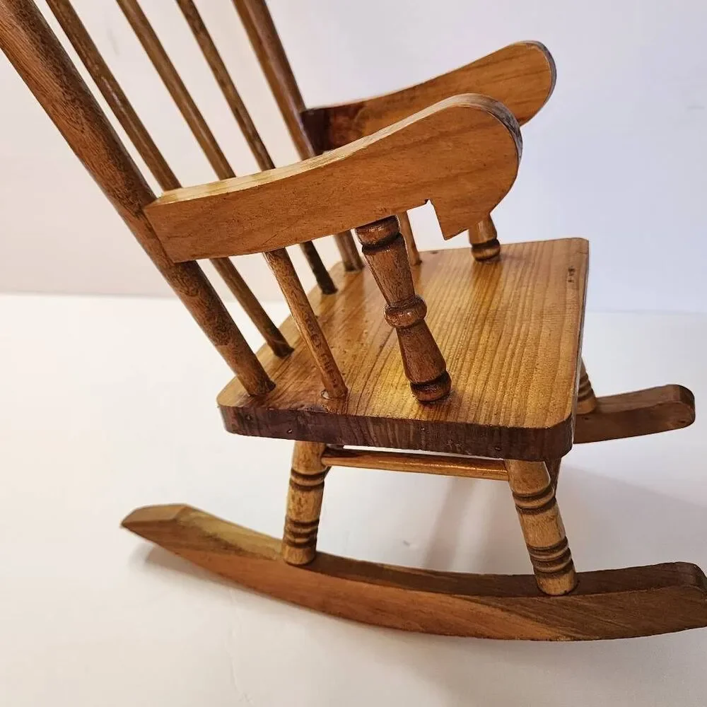 Wooden Vintage Light Maple Doll Rocking Chair